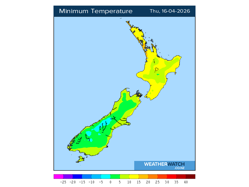 Minimum temperature for 12:01am on Thu 16 April 2026