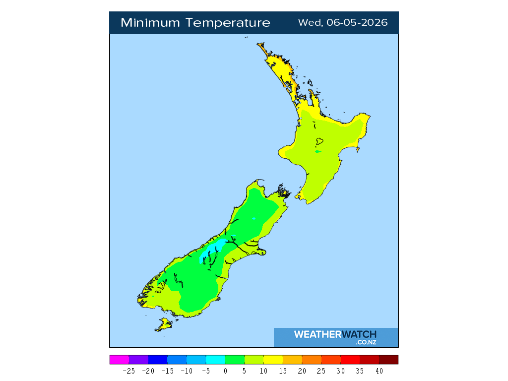 Minimum temperature for 12:01am on Wed 6 May 2026