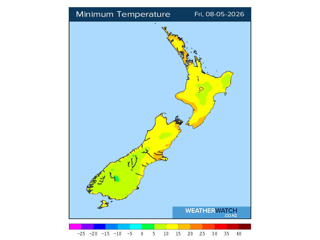 Minimum temperature for 12:01am on Fri 8 May 2026