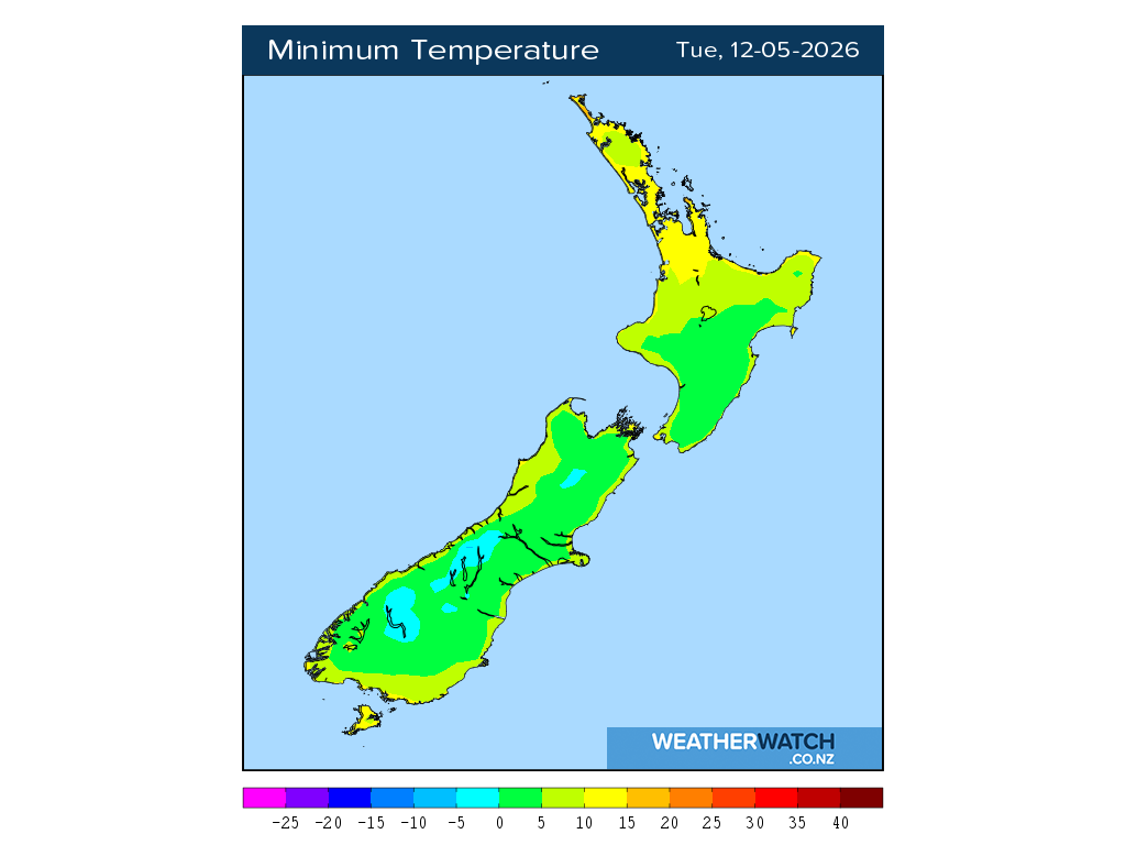 Minimum temperature for 12:01am on Tue 12 May 2026