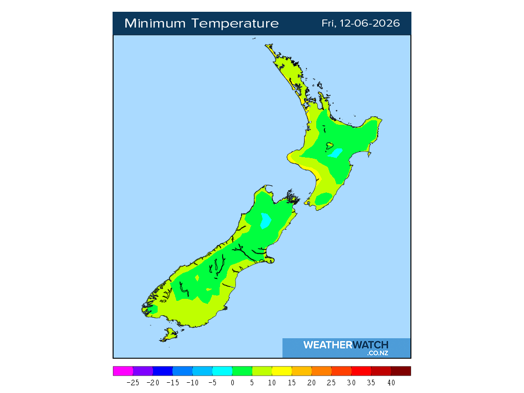 Minimum temperature for 12:01am on Fri 12 June 2026