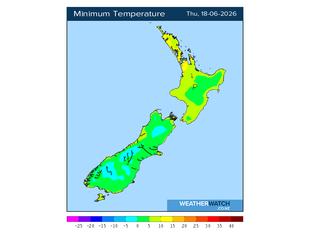 Minimum temperature for 12:01am on Thu 18 June 2026