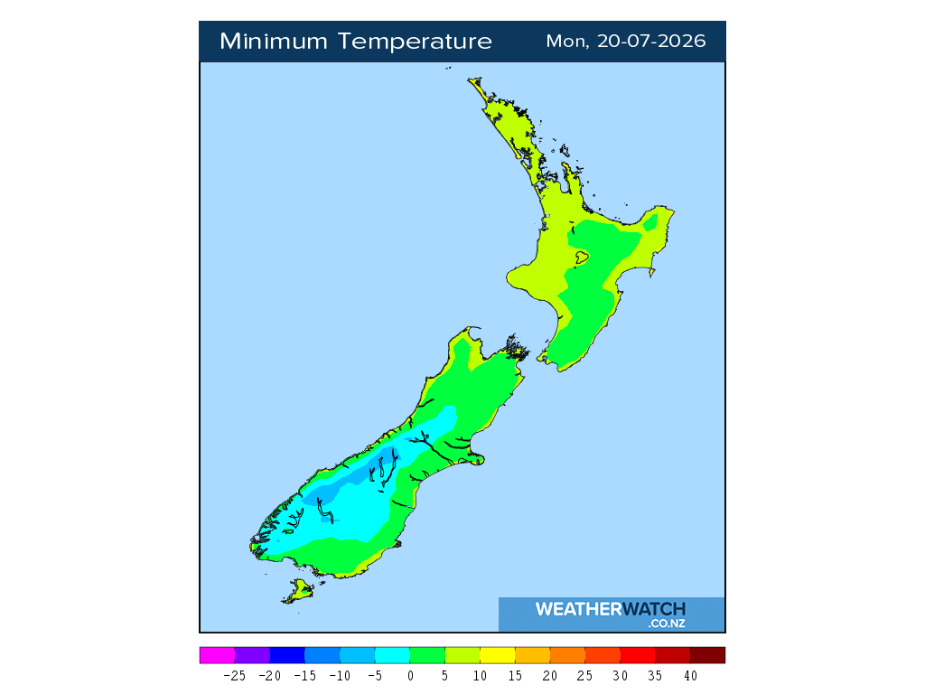 Minimum temperature for 12:01am on Mon 20 July 2026