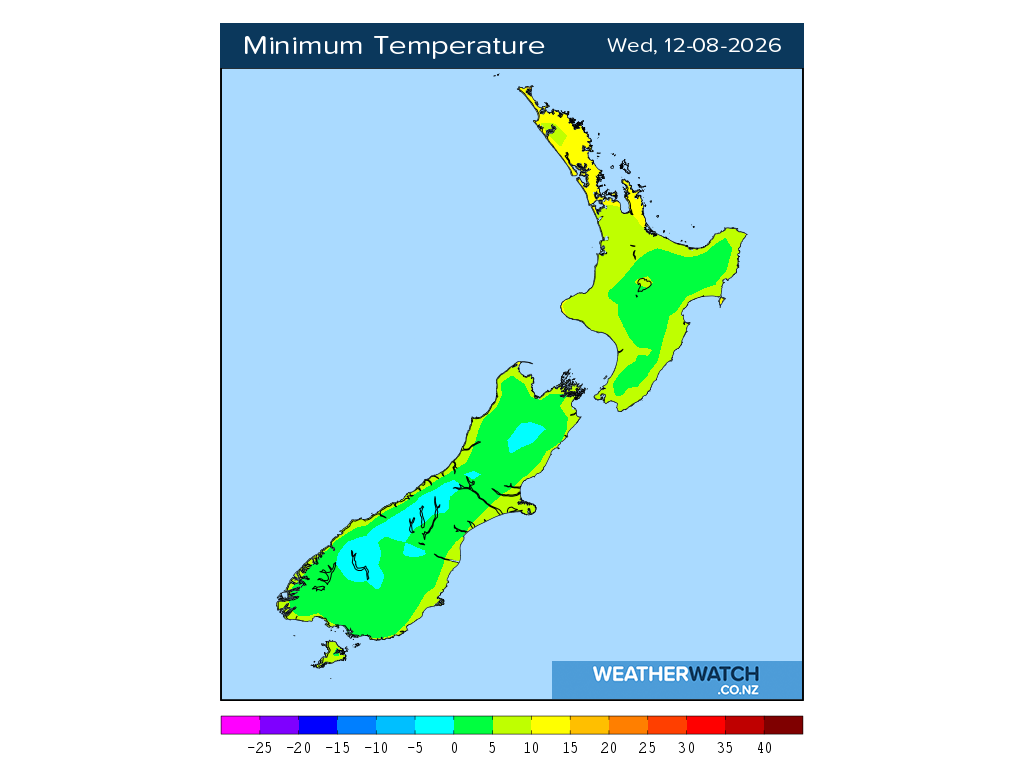 Minimum temperature for 12:01am on Wed 12 August 2026